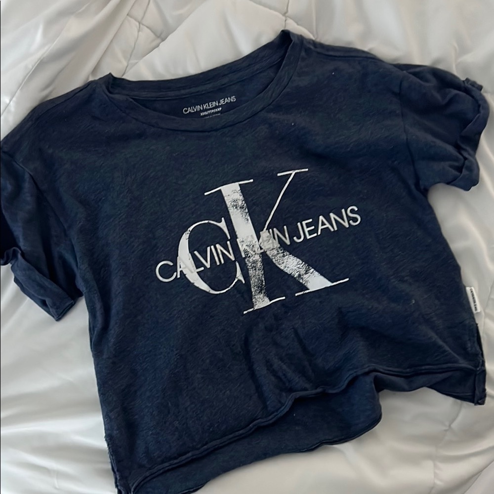 Calvin Klein Blue Short Sleeve Tee with Iconic Logo- fits like a small